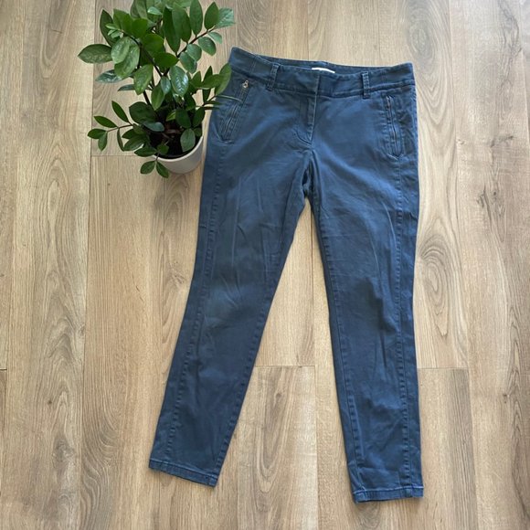 LOFT Washed Blue Cropped Cargo-Style Pants - Picture 1 of 9